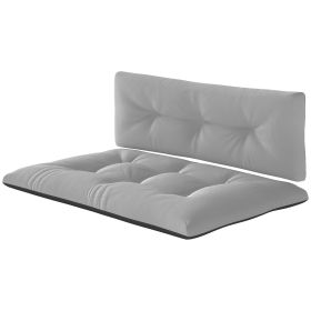 Outsunny 2 Seater Pallet Cushions Outdoor 3.9" Thick Replacement Cushions - Tufted Design for Garden, Patio, Light Gray