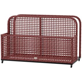 Outsunny PE Rattan Pool Float Storage Organizer with Wheels, Mixed Brown