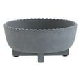 Better Homes & Gardens 8-Inch Thalea Grey Ceramic Scalloped Bowl Planter with Wood Stand, Indoor Decorative Pot