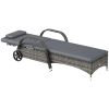Outsunny Outdoor Chaise Lounge, 5-Level Adjustable Backrest Rattan Pool Lounge Chair with Wheels, Cushion & Headrest, Gray