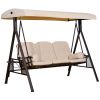 Outsunny Patio Swing Sanctuary: 3-Seat, Canopy Shade, Removable Cushions, Side Trays in Beige Elegance