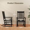 Outsunny Porch Perfection: Black Slatted Wooden Rocking Chairs with Armrests for Balcony