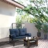 Outsunny 2-Person Glider Bench Blue with Removable Cushions Smooth Motion Sturdy Frame for Patio