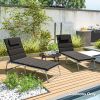 Outsunny Foldable Chaise Lounge Cushion Set of 2, Outdoor Lounge Chair Cushion Set, UPF50+ 230gsm Olefin, 80" x 26" Black