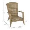 Outsunny Patio Adirondack Chair with Rattan Wicker, Soft Cushions, Tall Curved Backrest for Deck or Garden, Dark Blue