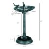 Outsunny 32" Verdigris Antique Bird Bath Decorative with Planter Pedestal and Bird Statues