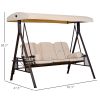 Outsunny Patio Swing Sanctuary: 3-Seat, Canopy Shade, Removable Cushions, Side Trays in Beige Elegance