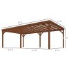 Outsunny 12' x 20' Outdoor Wooden Pergola, Grape Vine Gazebo with Concrete Anchors for Garden, Patio, Backyard, Deck, Brown
