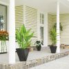 Outsunny Outdoor Planters Set of 3 Black Tall Stackable Flower Pots with Drainage for Patio Garden Balcony Decor
