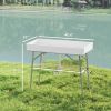 Outsunny 3.4ft Folding Ice Cooler Table with Drain, Fill and Chill Table Outdoor Table Cooler with Storage Shelf