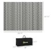 Outsunny Portable Patio Mat Reversible Gray & Cream White Boho Outdoor Rug 9x12 with Carry Bag for RV Camping