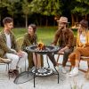 Outsunny Round Outdoor Fire Pit 30 Inch Wood Burning with Spark Screen for Garden Backyard