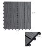Outsunny 12x12 Interlocking Patio Tiles, 11PCS WPC Quick Interlocking, Resistant To Rot and Splintering, DIY, for Porch, Balcony, Grey