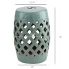 Outsunny Ceramic Knotted Garden Stool, Antique Blue Side Table, Elegant Design for Outdoor Spaces
